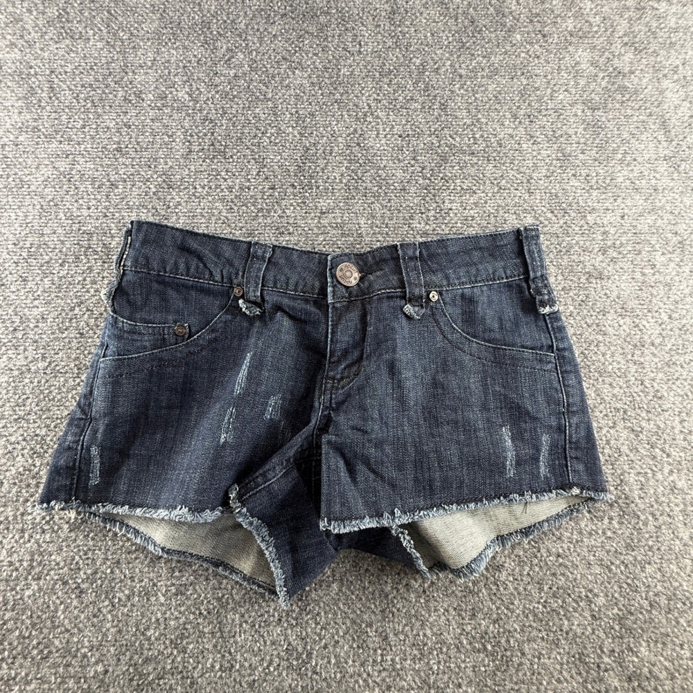 Rip Curl Lewis Dark Wash Low Rise Cut Off Denim Shorts Size 3 GWAKMC Indigo